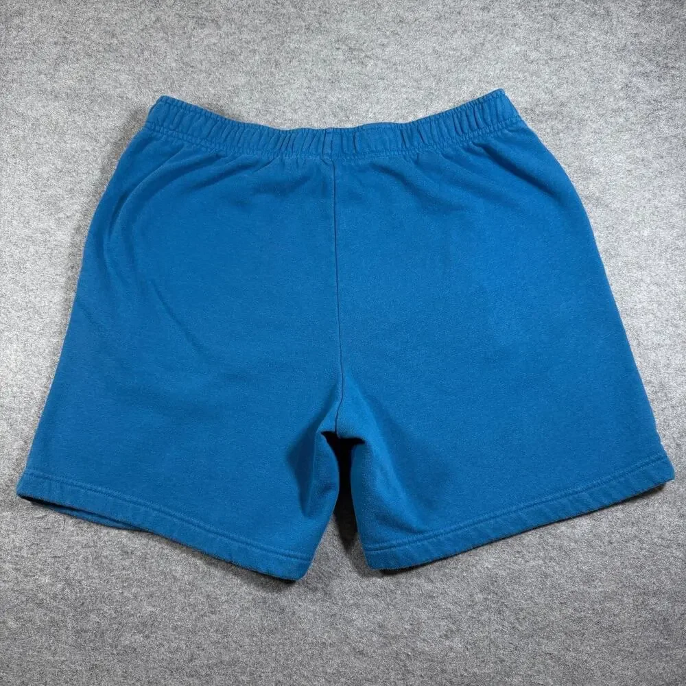 The North Face Half Dome Fleece Shorts Mens L Blue Elastic Waist Logo Outdoor